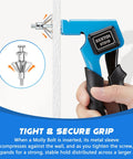 Installation of Heavy-Duty Molly Bolts For Drywall And Plaster Walls Kit, using setting tool, anchor expands for secure grip.