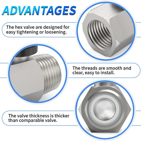 Advantages of Chrome Plated Brass Mini Ball Valve 3/8 NPT Male To 3/8 NPT Female Pipe Fitting Shut Off Inline Valve 4 Pack features.