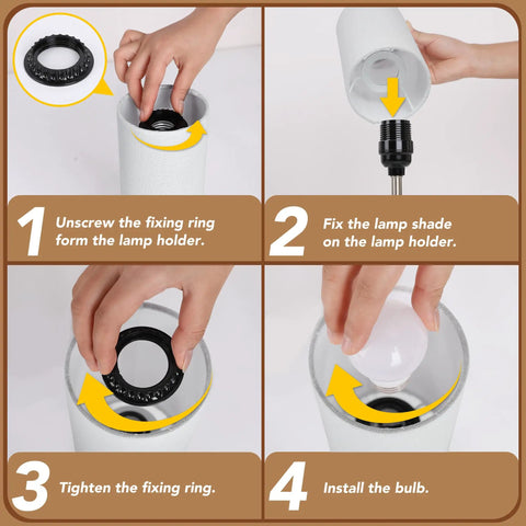 Assembly steps for Set Of 2 Touch Control Table Lamps With 3 Way Dimming, USB Ports And AC Outlets, Modern Bedside Desk Lamps with shades
