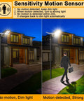 800W Solar Street Light Equivalent With Motion Sensor, Dusk-To-Dawn Waterproof Security Flood Light in action, IP67 rated