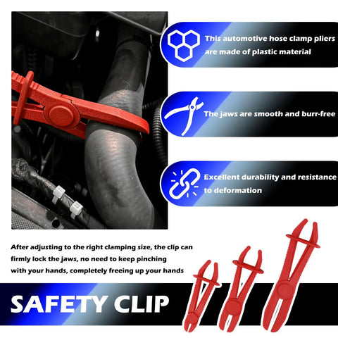 Three Size Hose Pinch Off Pliers Set For Fuel Brake And Radiator Hoses With Non Slip Grip Multi Purpose Clamp Pliers for auto repair