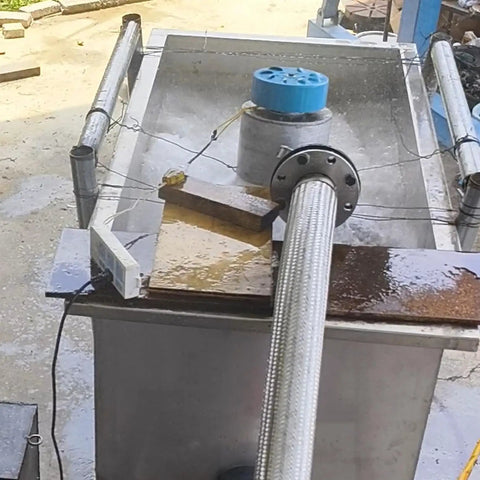 3KW Micro Hydro Turbine Generator 110V-230V Portable Water Power for Off Grid Charging and Lighting with PVC Connector shown installed.