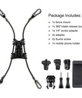 Fence Mount For GoPro Hero Series And Action Cameras On Chain Link Backstops With Dual High Density Retractable Ropes and Accessories