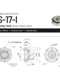Technical drawing of Strain Wave Gearbox With Zero Backlash For Beefy High Torque 80Nm In Industrial Robots SHF17I Harmonic Drive