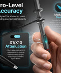 Oscilloscope Probes Pack Of 2 For 200MHz Bandwidth With X1 And X10 Attenuation, showing modular design and pro-level accuracy.