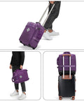 Underseat Rolling Carry On Bag 17x13x8 Inches Personal Item For JetBlue Spirit Frontier And Most Airlines Purple Duffel Style Travel Bag