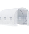 Walk In Tunnel Greenhouse Kit 15 Ft By 7 Ft By 7 Ft With 6 Roll Up Windows And Roll Up Door, Steel Frame, White Cover, side view