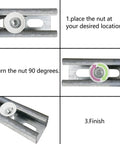20 Pack Heavy Duty 3/8-16 Strut Channel Cone Nuts and Twirl Fasteners for Unistrut Channels installation steps on channel.