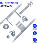 Heavy Duty Gate Hinges 2 Pack Bolt On Sealed Bearing Outdoor Gate Hinges Built Tough For Gates Up To 1250 Lbs Per Pair 7.5 Inch Long 6mm Thick High Carbon Steel Adjustable Yoke Pivot Silver Finish, parts disassembled shown against white background.