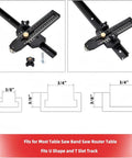 Thin Rip Jig For Table Saws With Micro Adjustable Woodworking Guide And Anti Kickback Safety Design shown in T-slot configuration.