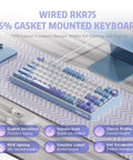Custom 75 Percent Wired Mechanical Keyboard Featuring Gasket Mount Design Hot Swap Switches And PreLubed Linear Keys with RGB lighting and volume knob.
