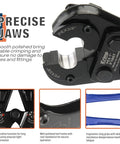 Copper Ring Crimping Tool Kit For F1807 Standards with ergonomic grips, calibration, and precise jaws detail close-up