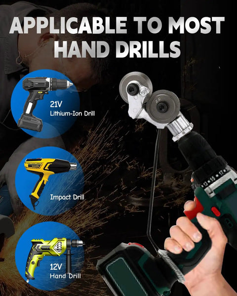 Upgraded Electric Drill Plate Cutter Metal Nibbler Attachment compatible with various drills for efficient sheet metal cutting.