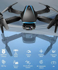 Camera Drone For Adults 1080P HD Foldable Quadcopter With features icons showing 90° adjustable camera and 3D flip capabilities.