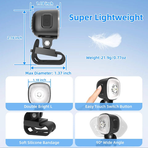 Rechargeable Headlights For Shoe Charms And Light Attachments Bright LED Flashlight For Bike Keychain Camping Backpack And Wheelchair