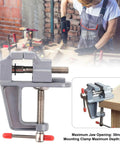 Built Tough Mini Table Vise Crafted From Premium Aluminum Alloy Featuring Wide Flat Jaws For A Killer Hold with compact design for DIY projects.