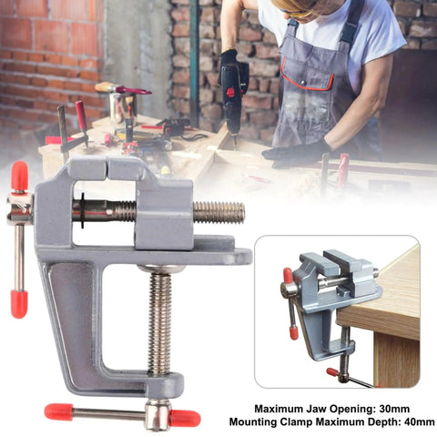 Built Tough Mini Table Vise Crafted From Premium Aluminum Alloy Featuring Wide Flat Jaws For A Killer Hold with compact design for DIY projects.