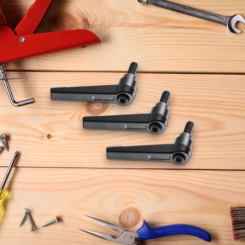 Three Piece Zinc Alloy Clamping Lever Thumb Ratchet For Trailer Jack Handle Ratcheting Wrench on wooden surface