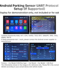 Android Parking Sensor UART Protocol setup display with navigation screens, not included for sale.