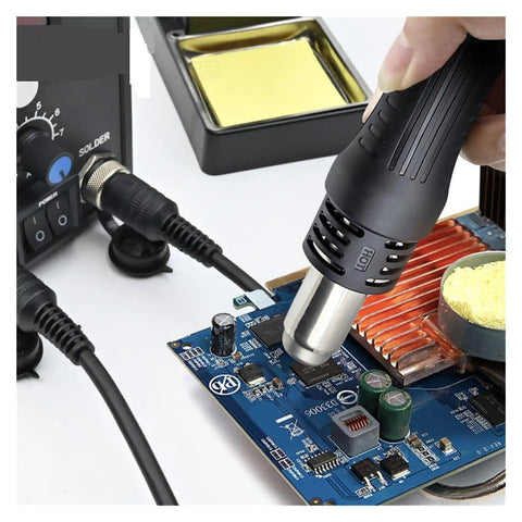 2 In 1 Digital Soldering Station With Hot Air Gun For SMD BGA Rework Desoldering And Welding Repair Tools Pro Grade 760W Kit6 in use
