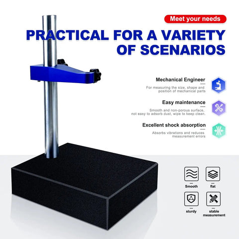 Solid Marble Dial Test Stand Base For Dial Indicator And Digital Gauge Heavy Duty Stone Platform For Precision Measurements