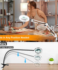 10X Magnifying Glass With Light And Stand Handy Hands Free Desk Lamp Magnifier With Real Glass Lens showing flexible arm