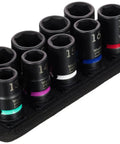 Belt C Impaktor 1 Socket Set, 1/2 Inch Drive, 9 Pieces, Rugged Textile Belt, Color Coded By Size, Perfect For Impact Drivers