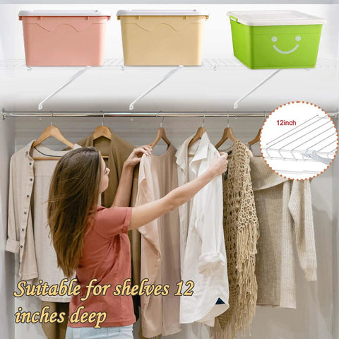 6 Piece 12 Inch Wire Shelf Brackets White Closet Support Hardware Total Game Changer With Straight Up Sturdy Triangle Frame That Stops Sagging Nonsense Included Wall Anchors Premium Metal Hidden Brackets Home Organization