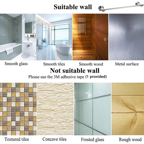 24 Inch Suction Cup Towel Bar No Drill Removable Vacuum Towel Holder For Bathroom Door Easy Install Adhesive Towel Rack chart