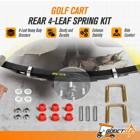 Heavy Duty Rear Leaf Spring Kit For EzGo Txt Golf Cart Suspension Upgrade With Bushings And U Bolts 4 Leaf Red components layout