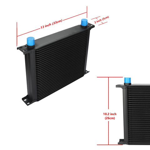 Aluminum Engine And Transmission Oil Cooler Kit With Stacked Plate 30 Row Includes 6AN And 8AN Adapters And 10AN Fittings