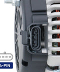 Close-up of 4-pin connector on 145 Amp alternator for 1999-2007 Silverado 1500, 2002-2006 Avalanche Express 1500