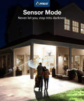 LED Motion Sensor Security Flood Light With 50W 6000LM 6500K IP65 Waterproof 3 Head Exterior Flood Light illuminating a house porch