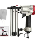 Professional Pneumatic Brad Nailer 18 Gauge Air Powered Nail Gun For Woodworking Trim Assembly Heavy Duty No Sweat Finish Tool Nailed It Contractor Diy Boss Level Shop Gear with brad strips and wrenches.