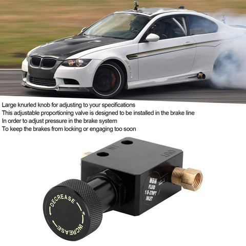 Supercharge Your Stopping Power With This Tight Adjustable Brake Proportioning Valve Crafted From Solid Aluminum Alloy For Universal Disc And Drum Systems That Keep Your Ride Planted And Handle Like A Dream, featuring a large adjustable knob.