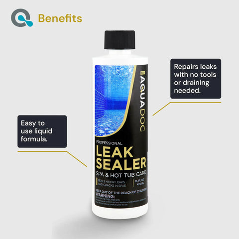 Bottle of 16oz Hot Tub Leak Sealer for Quick Fixes and Peace of Mind, USA made spa leak repair chemical for minor leaks and cracks
