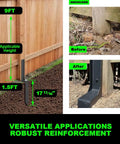 Image showing fence post repair using Heavy Duty Fence Post Repair Kit For 4x4 And 6x6 Wood Posts Quick Fix No Fuss With Steel Anchor And Stakes.