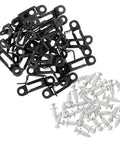 Heavy Duty Manganese Steel Furniture Fasteners 30 Pack Hidden Wardrobe Connectors, matte black joiners and silver screws.