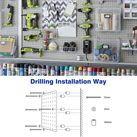 Metal Pegboard Organizer Kit For Walls 2 Pack 15.7 Inches By 15.7 Inches Gray Heavy Duty Shed Garden Storage System Installation Guide