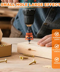 Sweet Shop Essential Countersink Drill Bit Set With Magnetic Bit Holder used on wood, demonstrating fast pilot hole drilling and screw fitting.