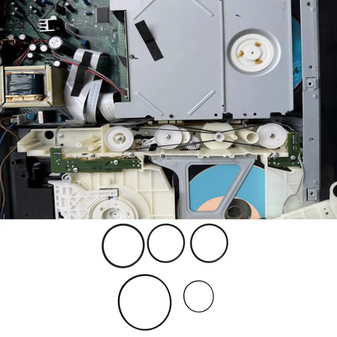 CD Player Belt Kit Replacement for RCD W500C RCD W50C and RCD W2000ES with Five Belts and Tweezers Fully Complete Spare Part Set for Smooth Disc Drive Easy Install and Factory Style Fit, five black belts