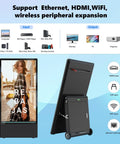 55 Inch Outdoor Digital Signage Display Loaded Up With 4K UHD LCD And IP55 Waterproof Shield Boasting 1800 Nits Auto Brightness showcasing usage with various input options.