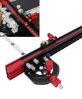 Tough Table Saw Miter Guide With 13 Positive Angle Stops And Adjustable Backing Blocks That Slide Smooth To 36 Inches with precise adjustment features.