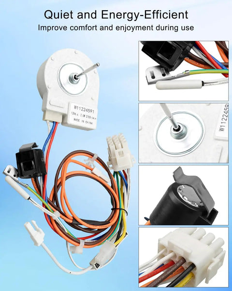 Premium Refrigerator Evaporator Fan Motor No Sweat Install For Whirlpool Maytag KitchenAid Heavy Duty Quiet Cooling Replacement Part Top Drawer Chill Performance