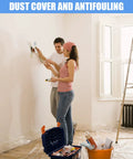 Couple painting a room with 30 Pack Clear Plastic Drop Cloths For Painting, Waterproof And Dustproof Protection on floor