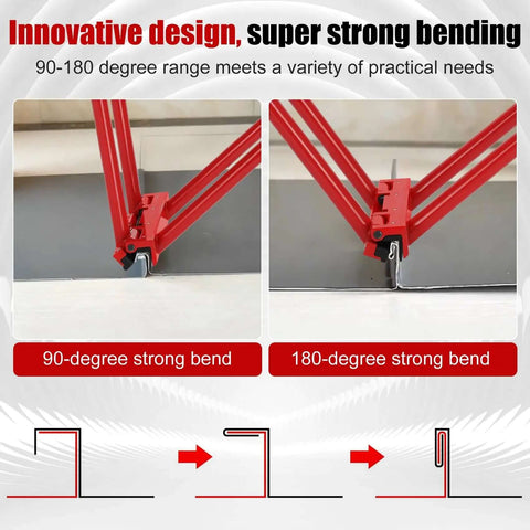 Hand Seamer For Standing Seam Roofing 1.5 Inch Vertical Seams Portable Manual Seaming Tool showing 90-180 degree bending
