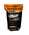Product packaging of Water Activated Flood Barrier 5 Feet Pack Black, showing 5ft length and details on water activation.