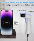 USB 1D Barcode Scanner Handheld Wired CCD Image Scanner That Reads Code 128 UPC EAN From Paper Or Screen next to smartphone