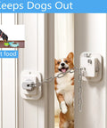 Adjustable Cat Door Stopper That Holds Entryways Wide While Keeping Pups Out Zero Drill Setup showing door with chain.