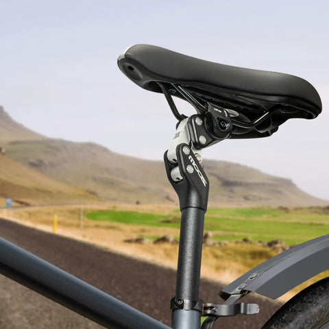 Suspension Seatpost For Mountain Bikes And Ebikes Shock Absorbing Seat Post With Spring Action Comfy Rides Fits 27.2mm 30.9mm 31.6mm shown on bike